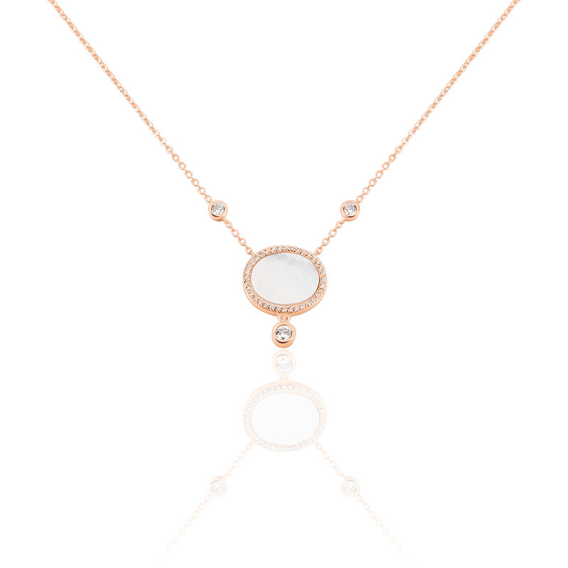Damen Collier Silber rosevergoldet 925 Zirkonia Kreis Oval Alessandrina - Halsketten Damen | OROVIVO