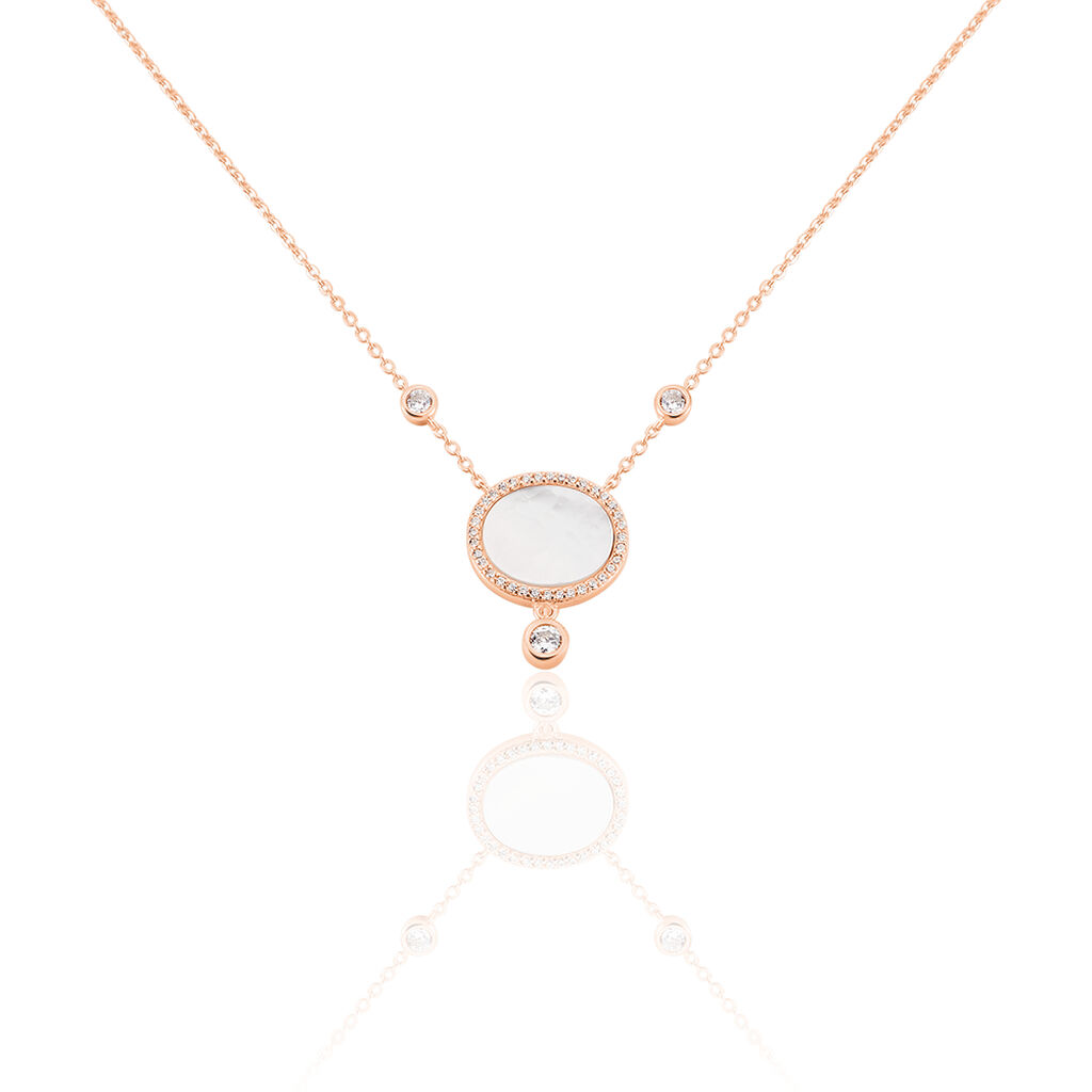 Damen Collier Silber rosevergoldet 925 Zirkonia Kreis Oval Alessandrina - Halsketten Damen | OROVIVO
