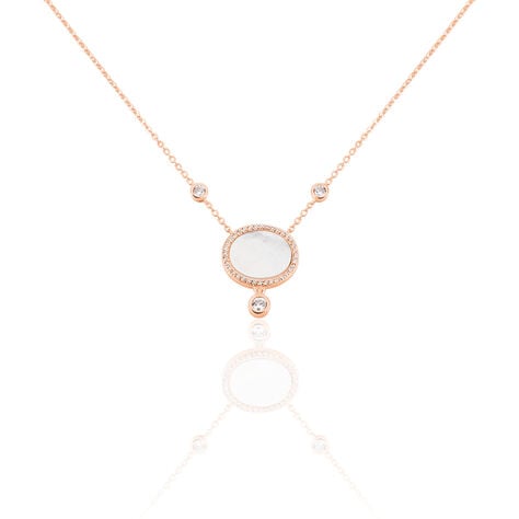 Damen Collier Silber rosevergoldet 925 Zirkonia Kreis Oval Alessandrina - Halsketten Damen | OROVIVO
