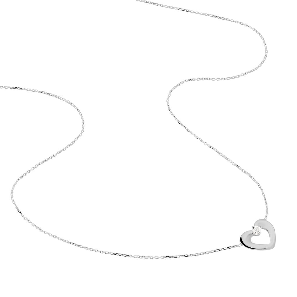 Damen Collier Weißgold 375 Diamant 0,02ct Herz Herz Fama - Halsketten Damen | OROVIVO