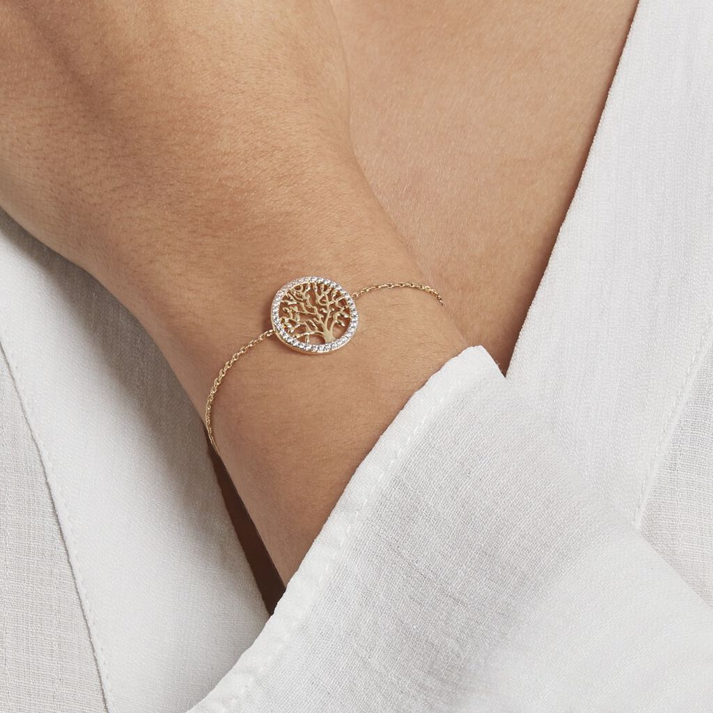 Bracelet Plaque Or Jaune Theolina Oxydes - Spannringe Damen | OROVIVO