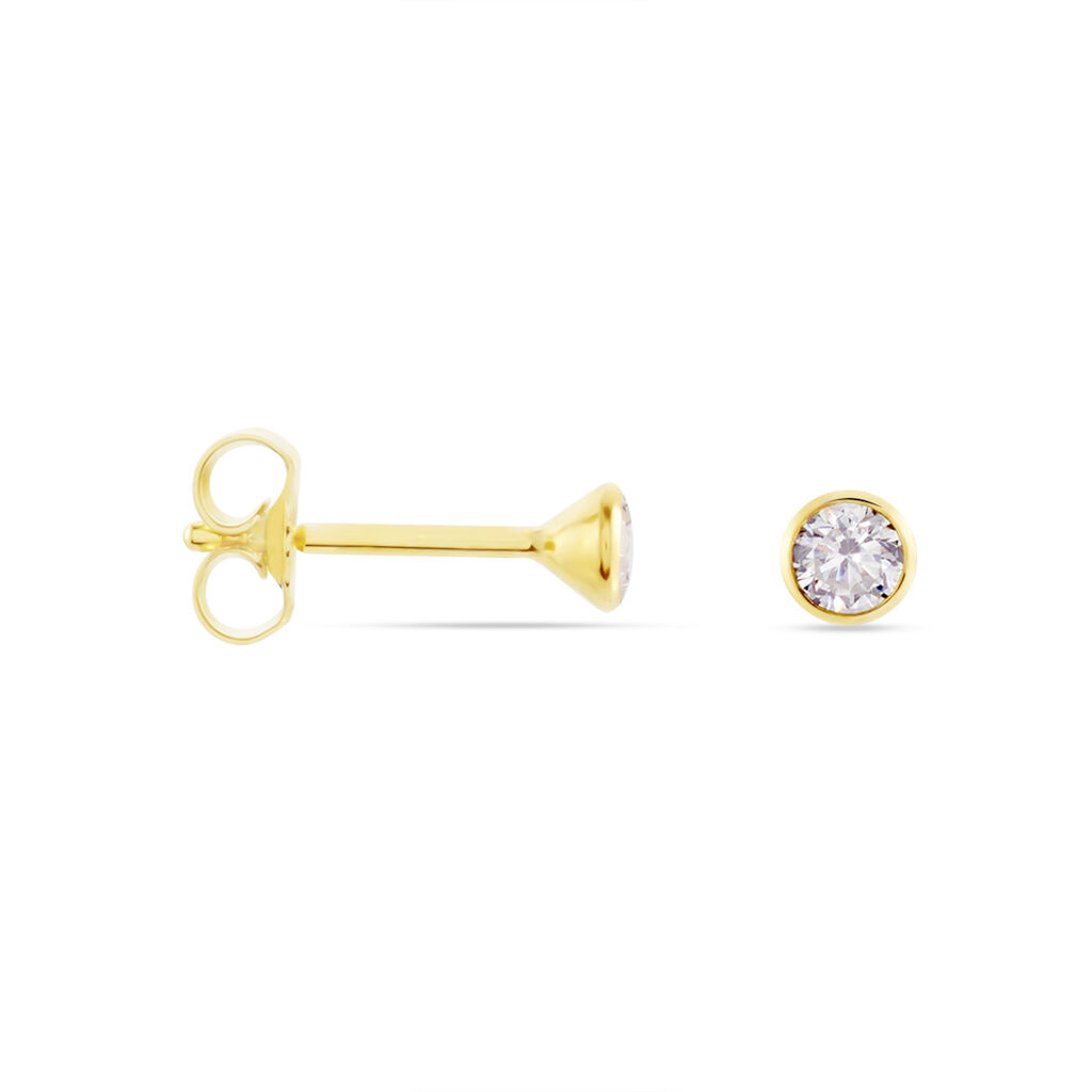 Damen Ohrstecker Gold 375 (9 Karat) Zirkonia Wei&szlig; 0,07 ct