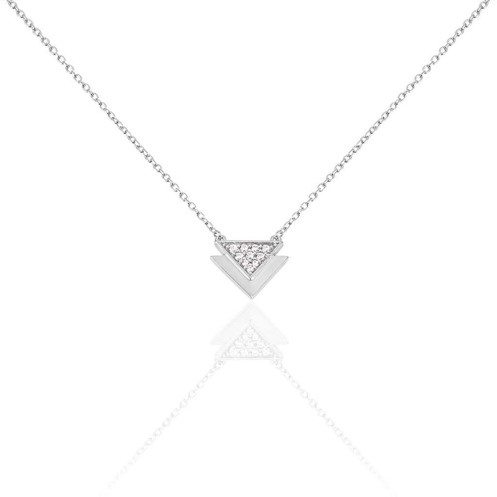 BABSI Damen Collier Silber 925 Zirkonia Wei&szlig; Dreieck
