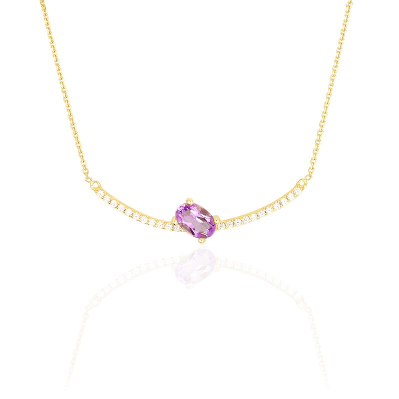 Collier Or Jaune Amethyste Et Oxyde De Zirconium - Spannringe Damen | OROVIVO