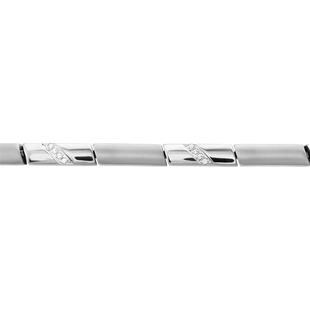 VIVIAN Damen Armband Titan Zirkonia Wei&szlig; 0,24 ct Rechteckig B 4,5 mm