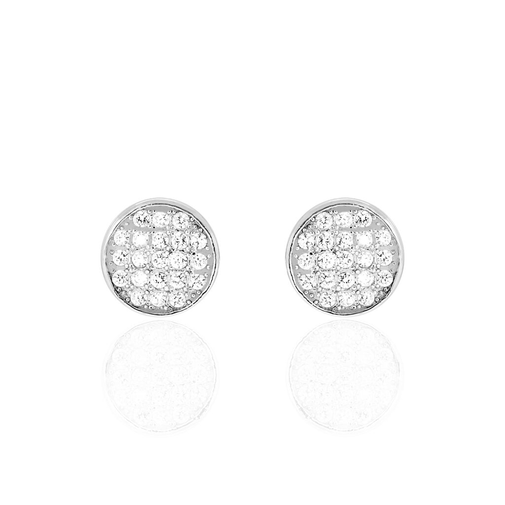 YESIM Damen Ohrstecker Silber 925 Zirkonia Wei&szlig; 0,14 ct Kreis