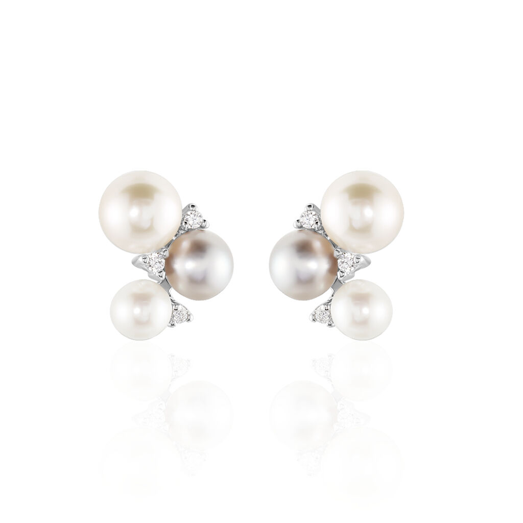 DEBBY Damen Ohrstecker Silber 925 Zuchtperle Perlmutt