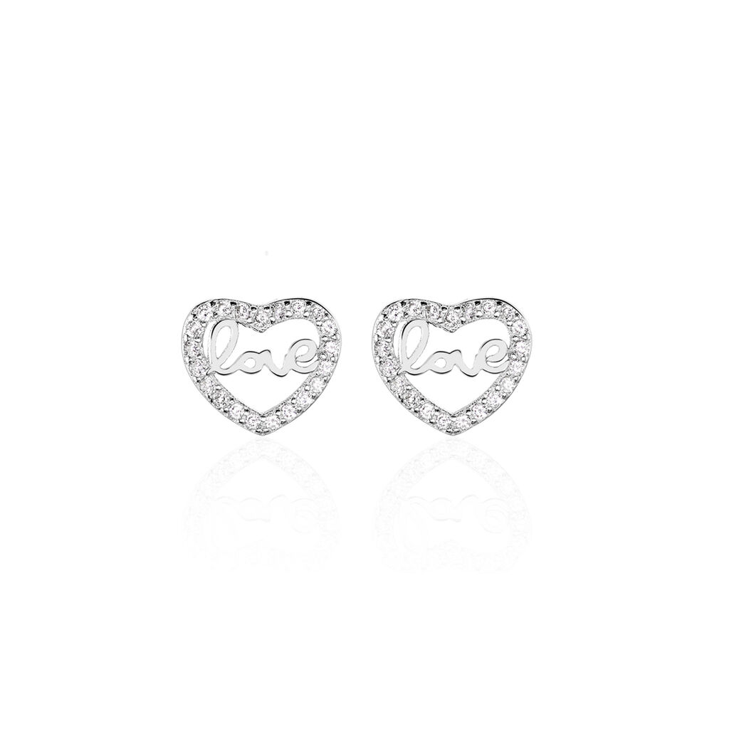 Damen Ohrstecker Silber 925 Zirkonia Herz Clarra, Ohrstecker mit Stein