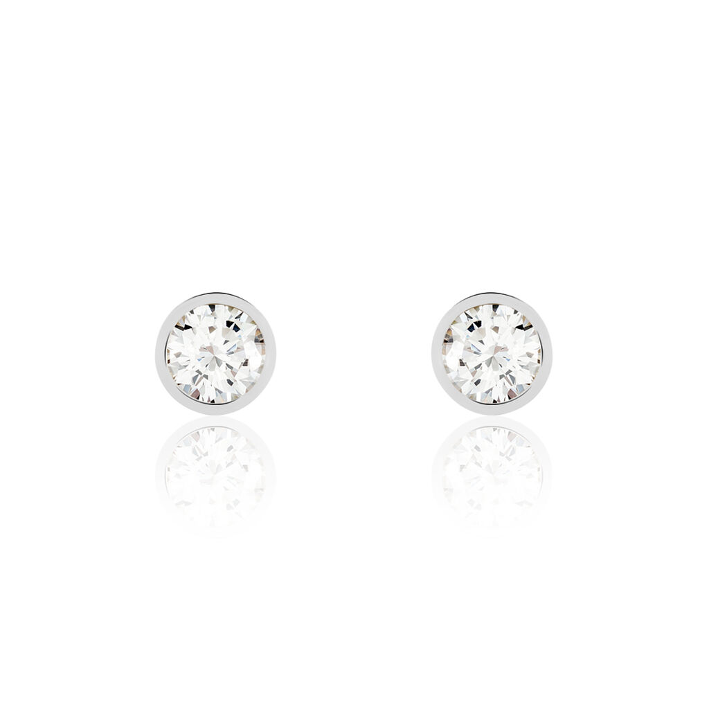 Damen Ohrstecker Weißgold 375 Zirkonia Kreis Zarge 6,00mm  - Ohrstecker Damen | OROVIVO
