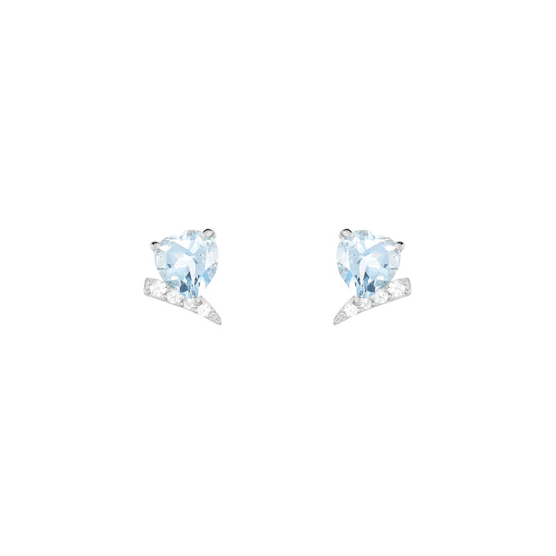 Damen Ohrstecker Weißgold 375 Topas Blau 1,32ct Herz Eva  - Ohrstecker Damen | OROVIVO
