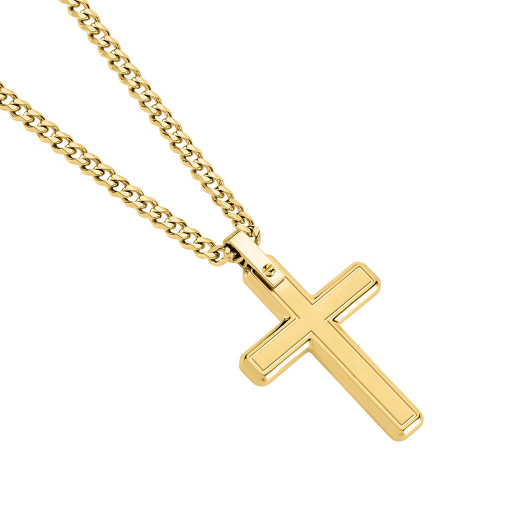 KAEL Herren Collier Edelstahl vergoldet Religiöses Kreuz B 3,5 mm - Halsketten Herren | OROVIVO