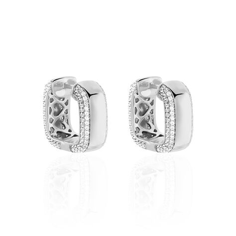 ELLA Damen Creolen Silber 925 Zirkonia Wei&szlig; B 7,3 mm - Creolen  | OROVIVO
