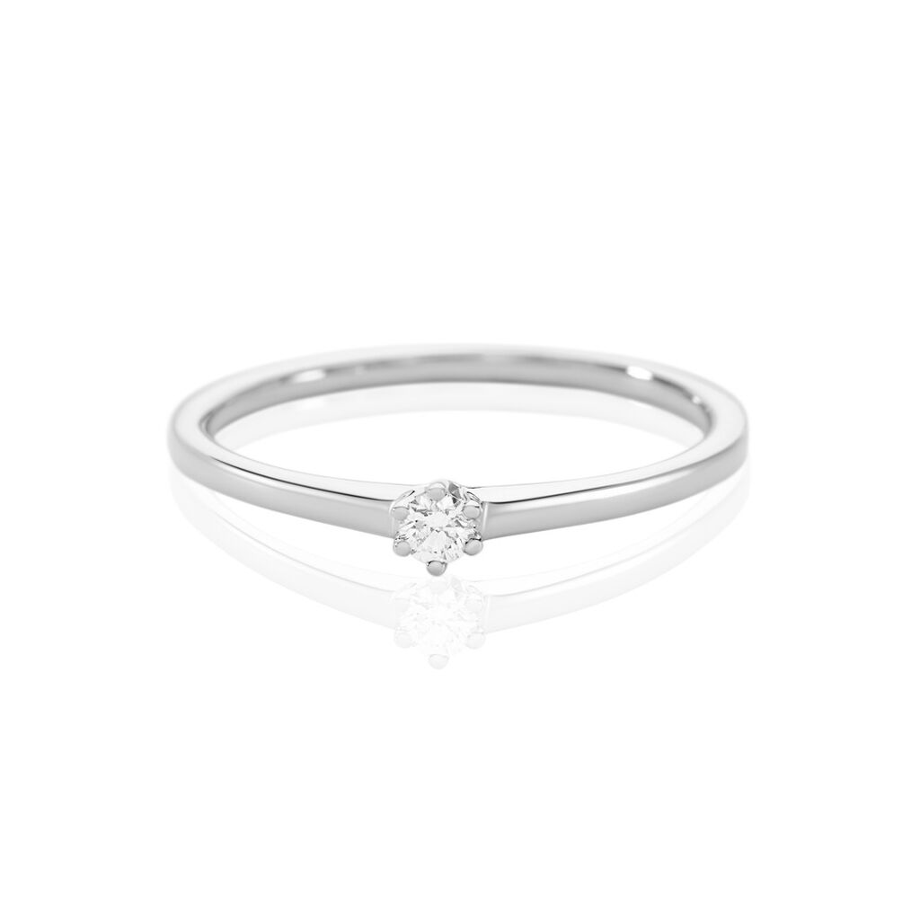 Damen Ring Weißgold 585 Rund Weiß Monopoli - Verlobungsringe Damen | OROVIVO