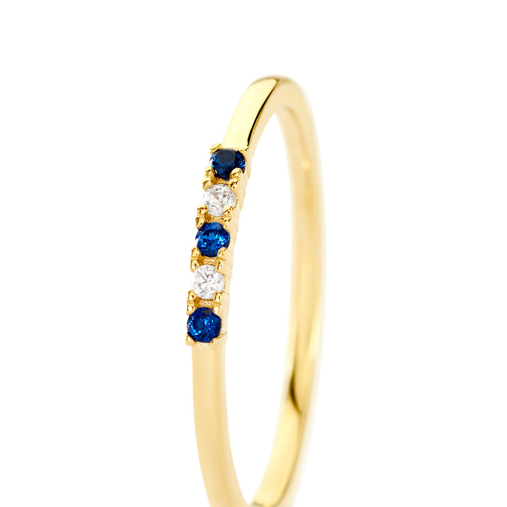 Damen Ring Gold 375 Rund Weiß Cinque Blue - Ringe mit Stein Damen | OROVIVO