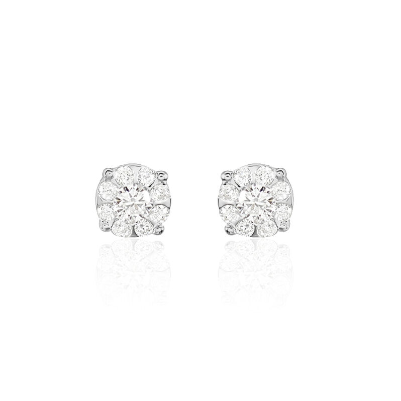 SOLO Damen Ohrstecker Wei&szlig;gold 750 (18 Karat) Diamant Wei&szlig; 0,1 ct Blume - Ohrstecker Damen | OROVIVO