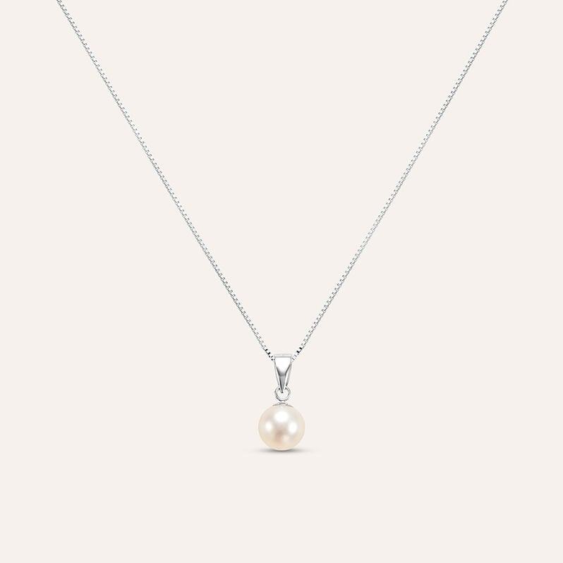 Collana Gabrielle Oro Bianco Perla D'Acqua Dolce - Spannringe Damen | OROVIVO
