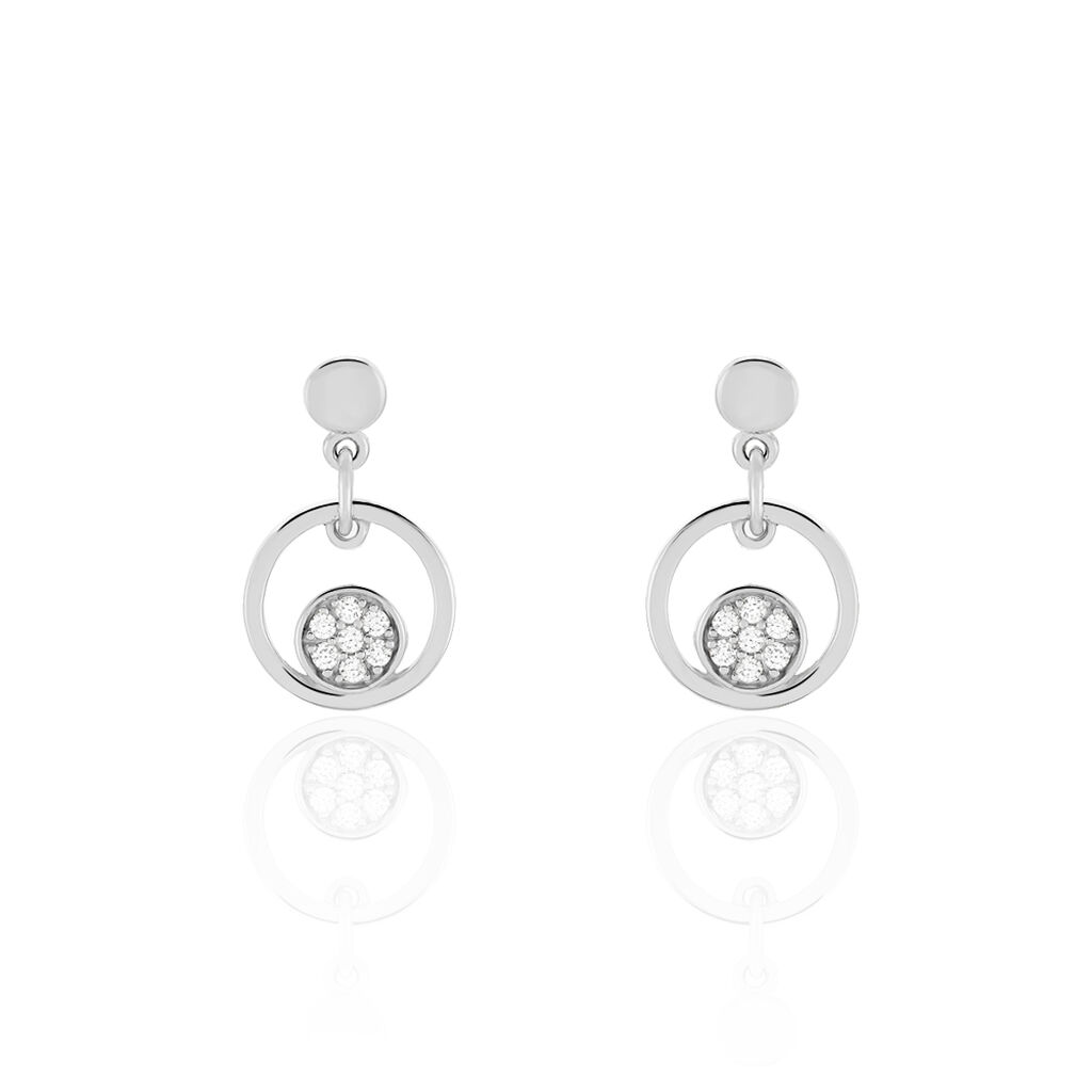 Damen Ohrstecker Lang Silber 925 Zirkonia Kreis - Ohrringe mit Stein Damen | OROVIVO