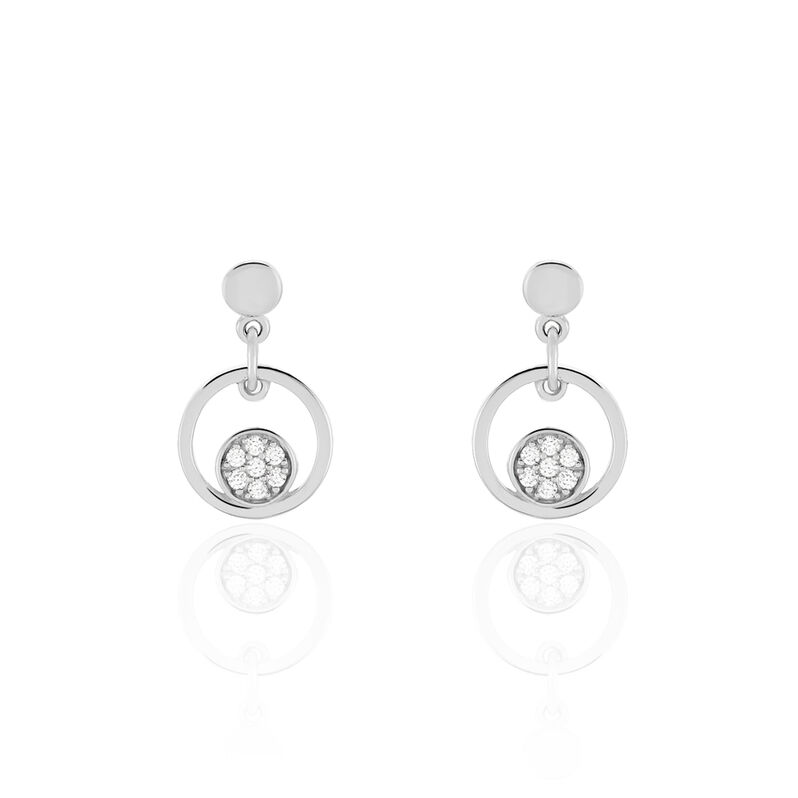 Damen Ohrstecker Lang Silber 925 Zirkonia Kreis - Ohrringe mit Stein Damen | OROVIVO