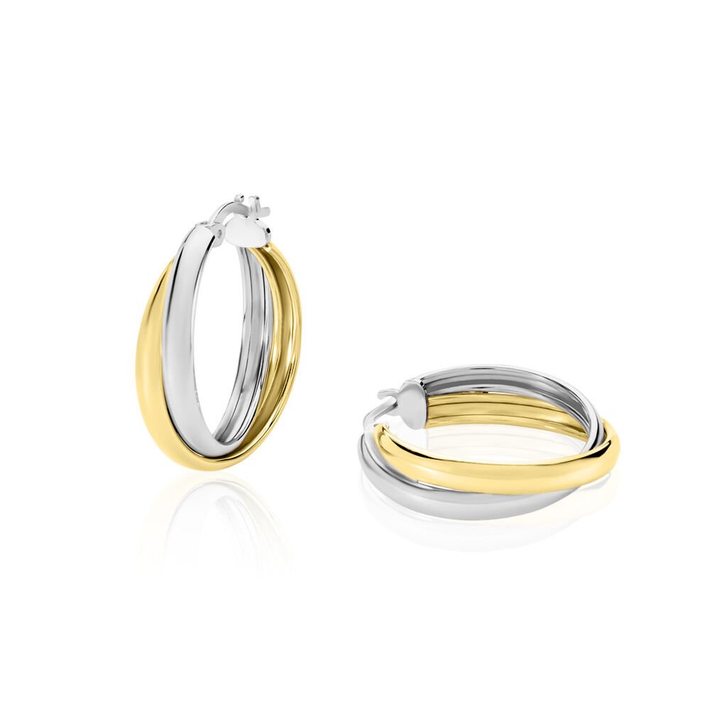 ELKE Damen Creolen Silber Bicolor Gelb/Silber 925 Kreis