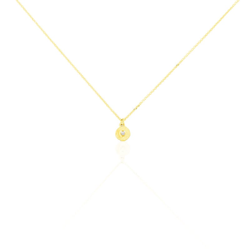 DOTTIE Damen Collier Gold 375 (9 Karat) Zirkonia Wei&szlig; 0,02 ct Kreis - Halsketten Damen | OROVIVO