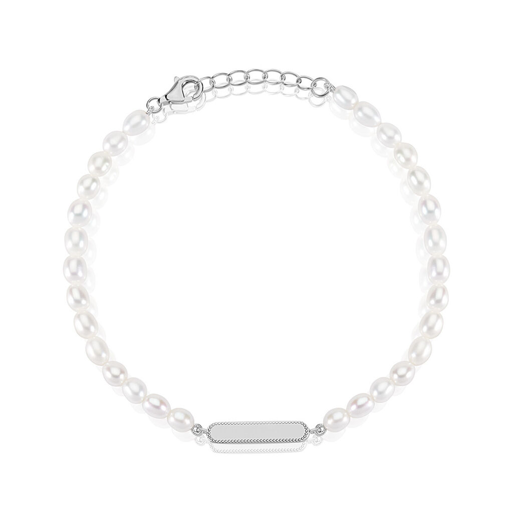 Joy Unisex Armband Silber 925 Zuchtperle Weiß 21 ct Oval, Armband mit Stein