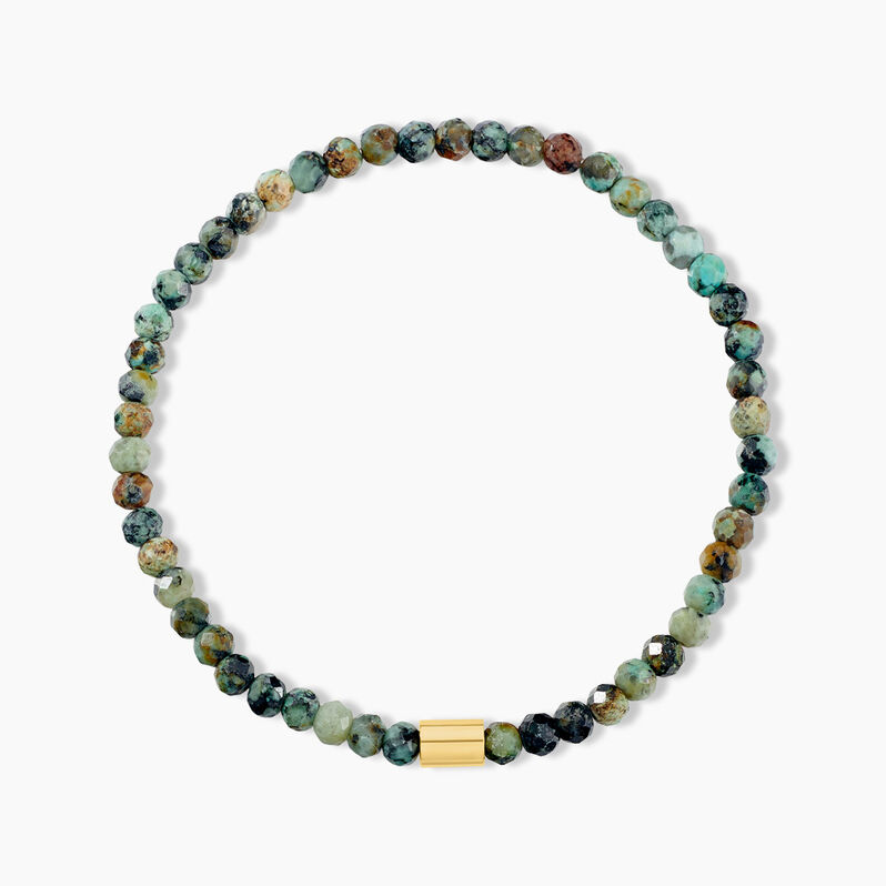 Bracelet Acier Doré Jaspe Africain - Spannringe Damen | OROVIVO