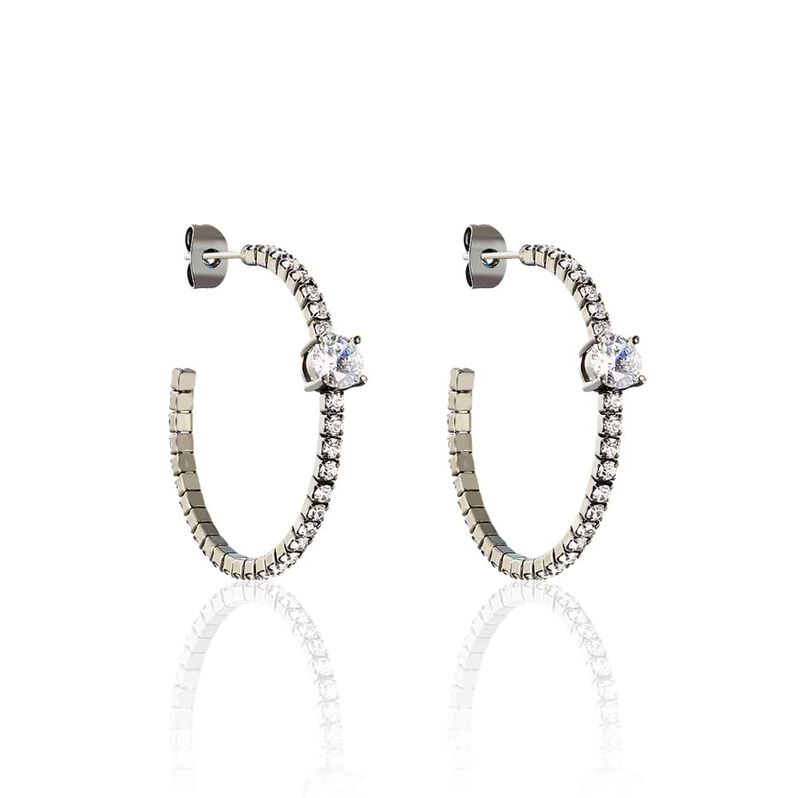 Orecchini a cerchio in metallo e strass - Spannringe Damen | OROVIVO