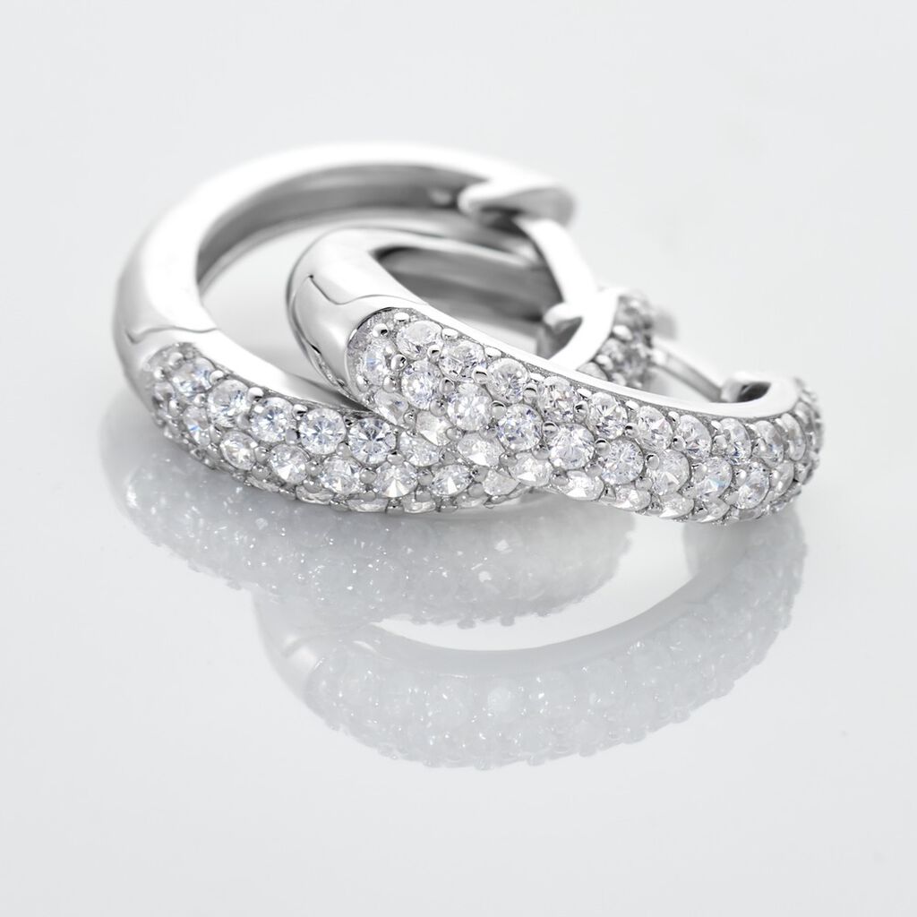 Damen Creolen Silber 925 Zirkonia Mala 12,00mm  - Creolen Damen | OROVIVO