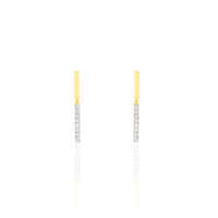 Damen Ohrringe Lang Gold Bicolor 375 Diamant 0,11ct Barren Line 2 