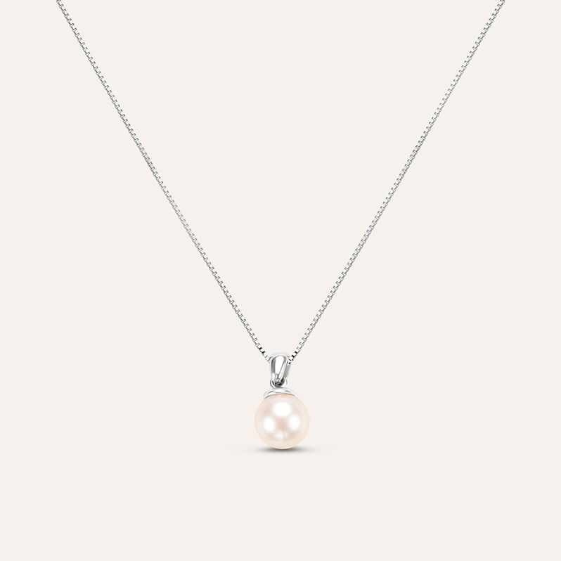 Collana Gabrielle Oro Bianco Perla Akoya - Spannringe Damen | OROVIVO
