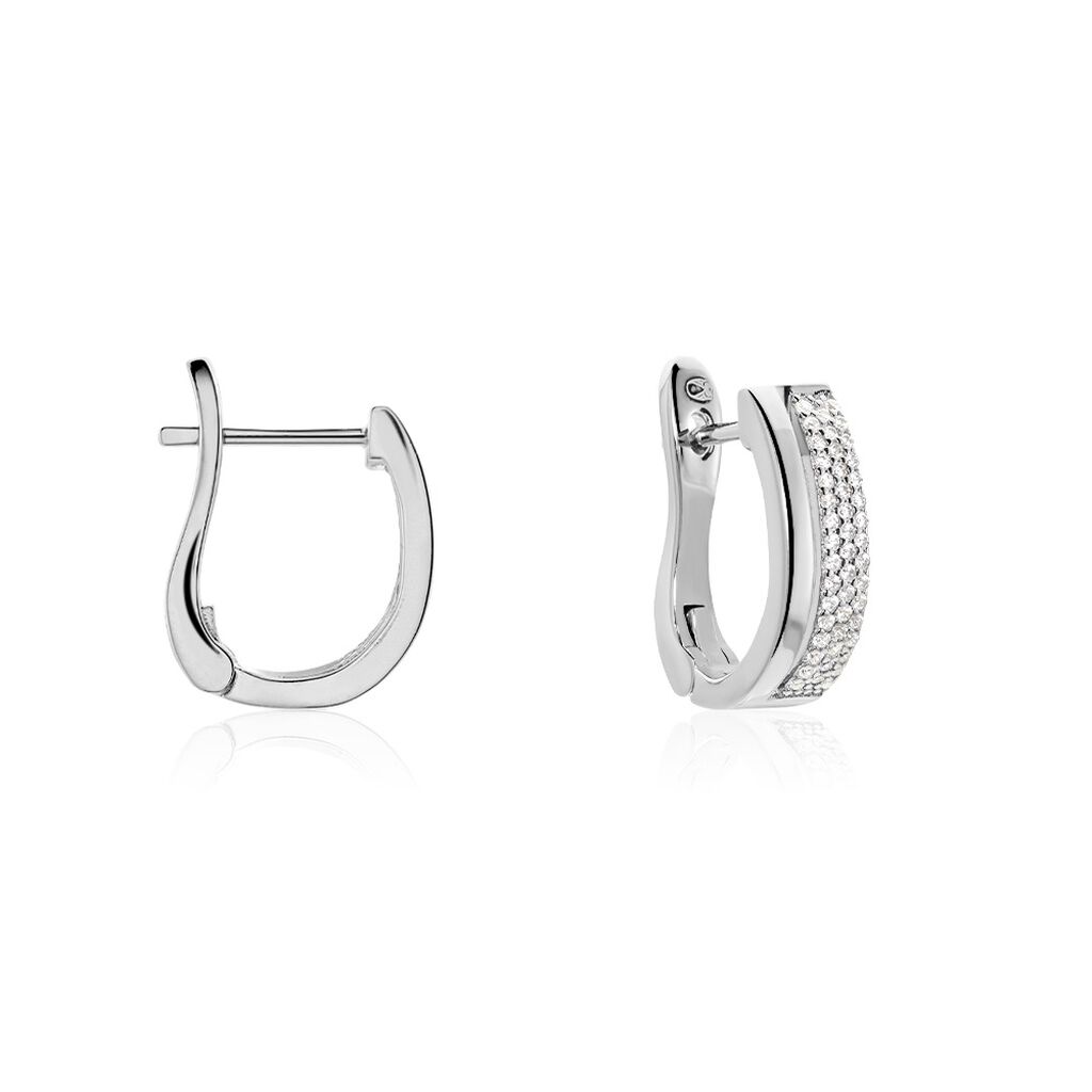 ROSSANA Damen Creolen Silber 925 Zirkonia Weiß, Creolen mit Stein