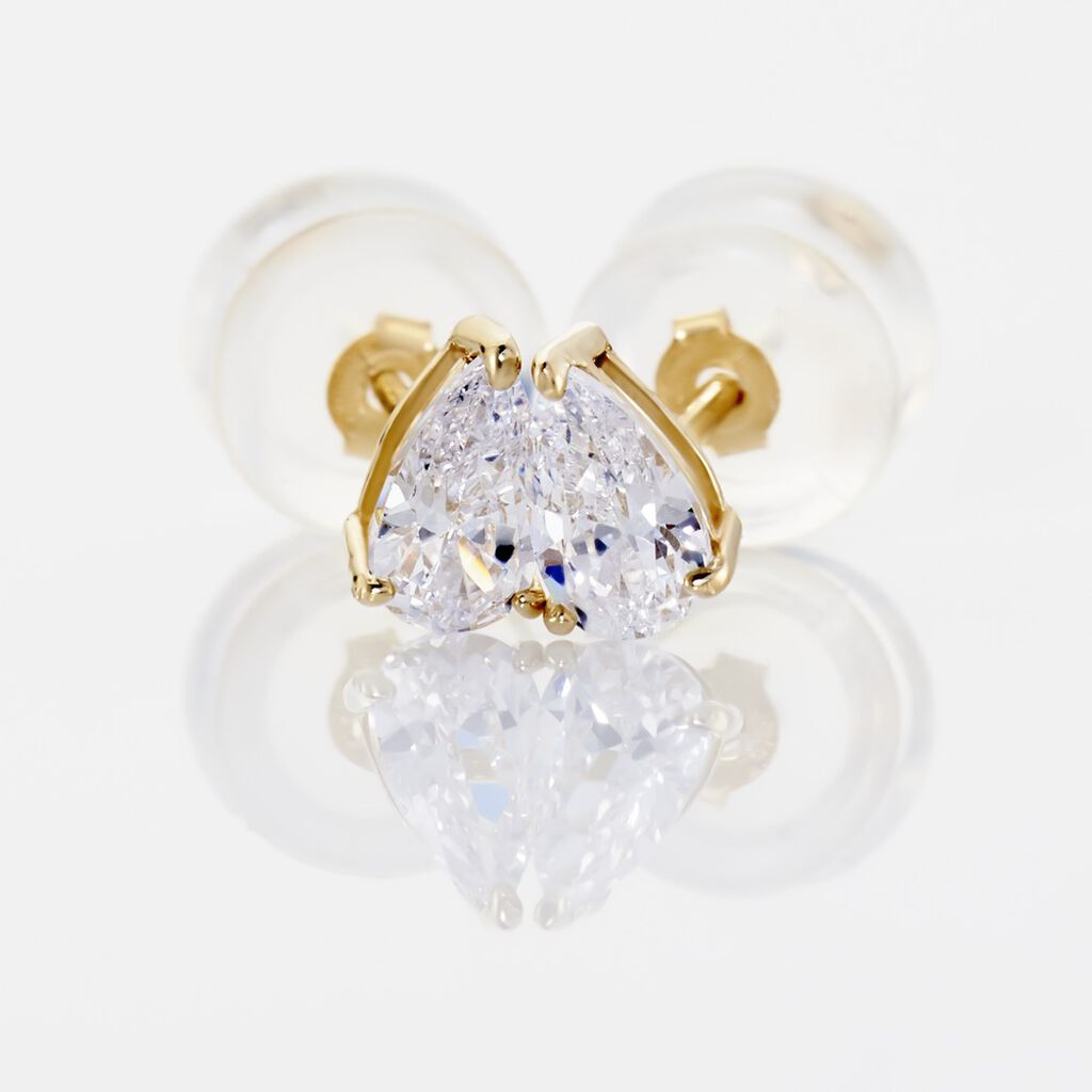 Damen Ohrstecker Gold 375 (9 Karat) Zirkonia Wei&szlig; 0,74 ct