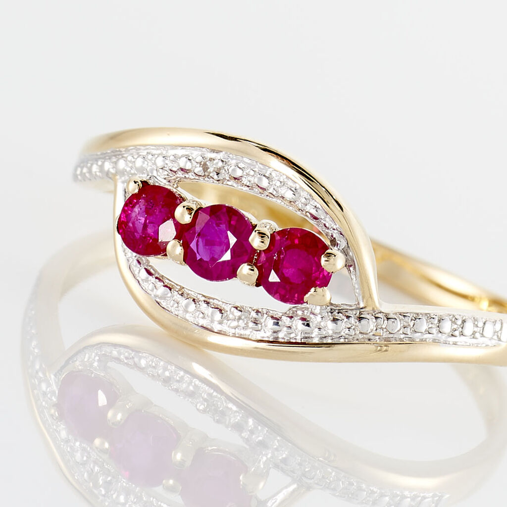 TRILOGIE PRECIEUSE Damen Ring Gold Bicolor 375 (9 Karat) Rubin Rot 0,48 ct Oval