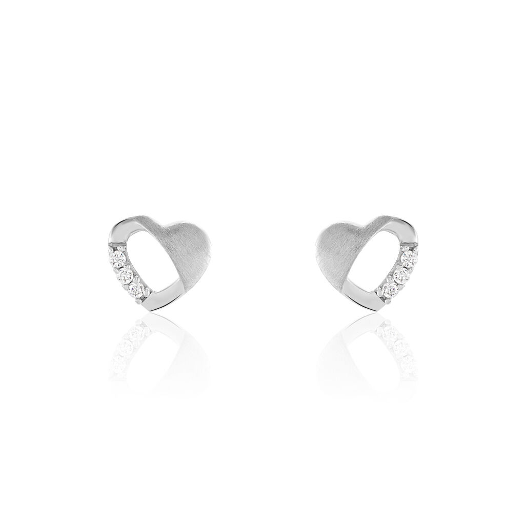 LILITH HERZ 5 Kinder Ohrstecker Silber 925 Zirkonia Wei&szlig; Herz