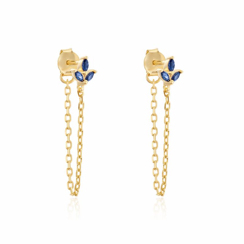Boucles D'oreilles Pendantes Erma Plaqué Or Doré Oxyde De Zirconium - Spannringe Damen | OROVIVO