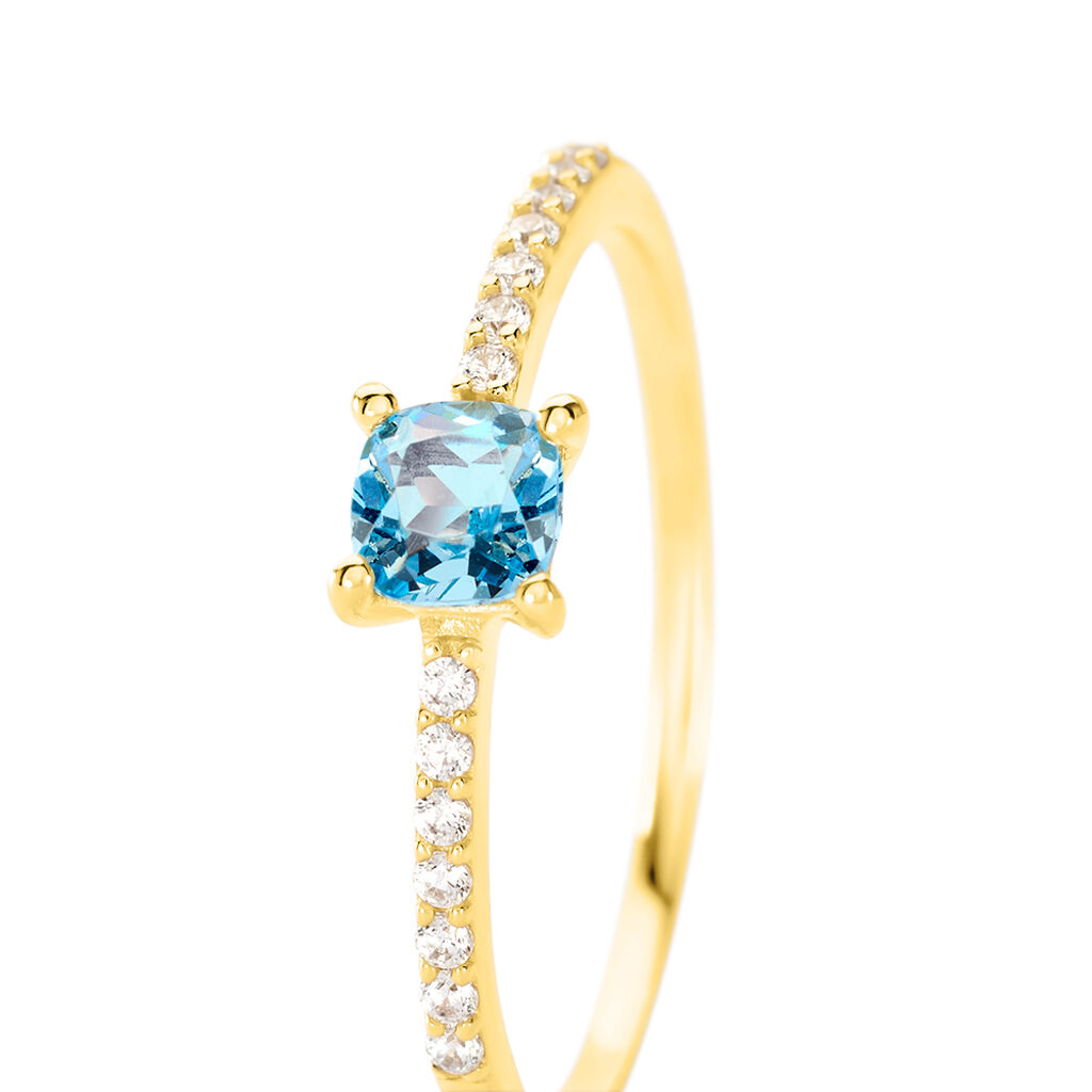 Oxicean Damen Ring Gold 375 (9 Karat) Zirkonia Blau Viereck