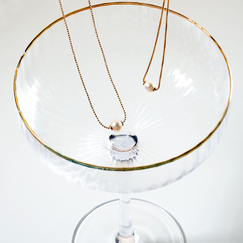 RYN Damen Collier Silber vergoldet 925 Zuchtperle Perlmutt Ball - Halsketten Damen | OROVIVO
