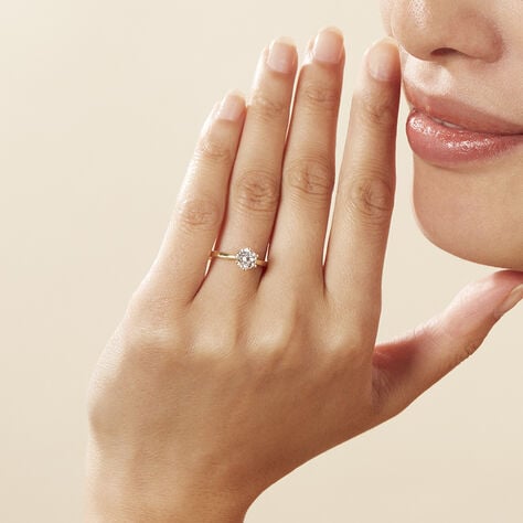 Sonate Damen Ring Gold 750 (18 Karat) Synthetischer Diamant Wei&szlig; 0,77 ct - Verlobungsringe Damen | OROVIVO