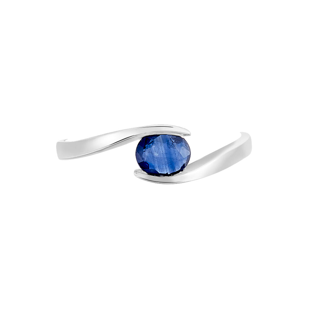 CAMILIA Damen Ring Wei&szlig;gold 375 (9 Karat) Saphir Blau 0,39 ct
