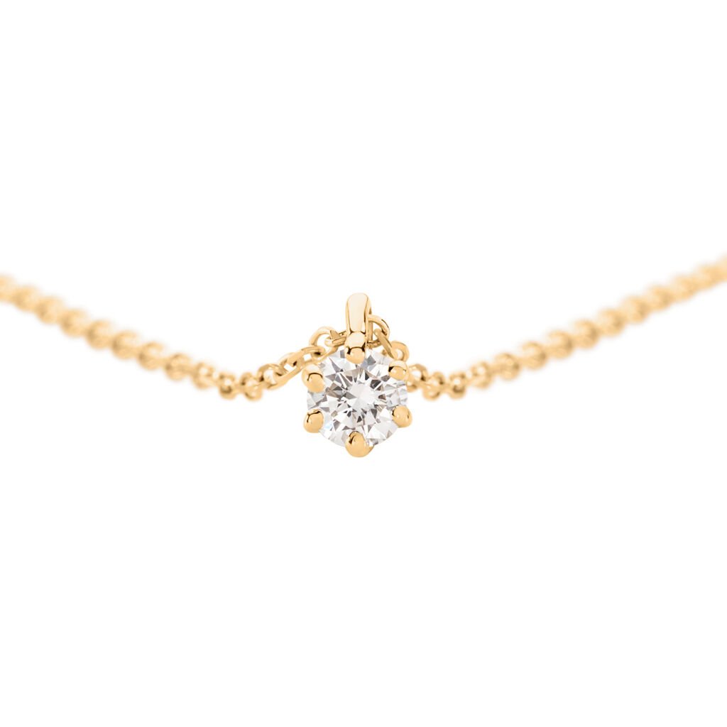 MONOPOLI Damen Collier Gold 585 (14 Karat) Diamant Weiß 0,11 ct - Halsketten Damen | OROVIVO