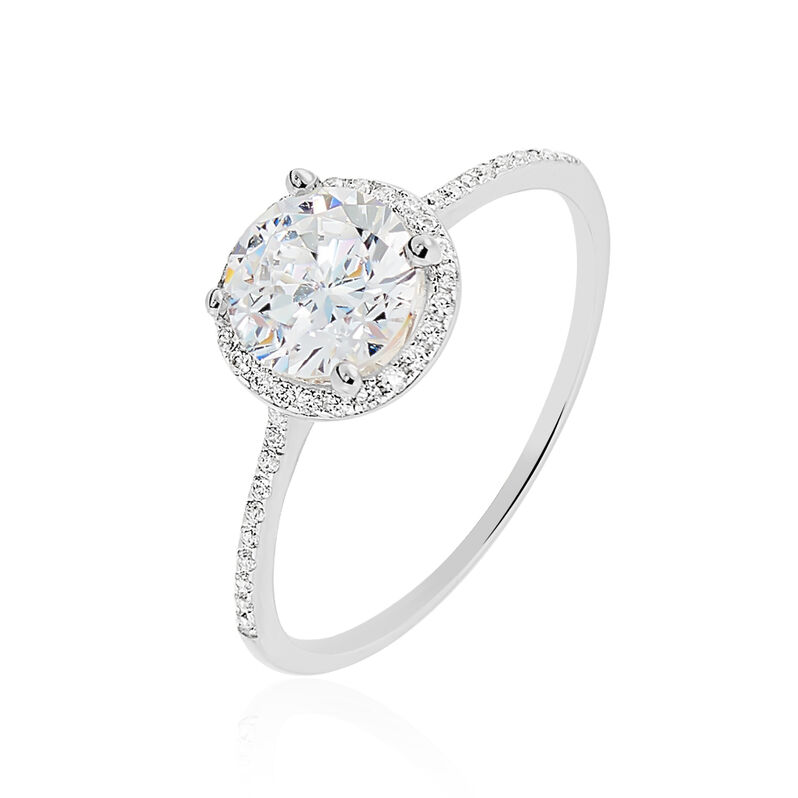 Bague Solitaire Gwenaella Or Blanc Oxyde De Zirconium - Spannringe Damen | OROVIVO