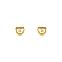 Damen Ohrstecker Gold 375 Zirkonia Herz