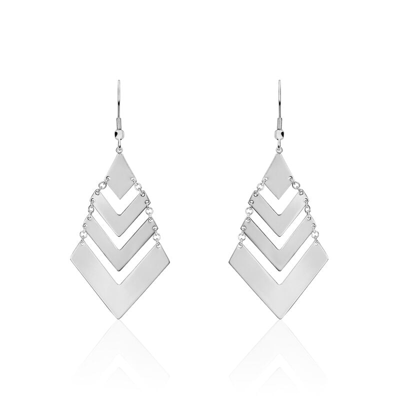 Boucles D'oreilles Pendantes Laure Acier Blanc - Spannringe Damen | OROVIVO
