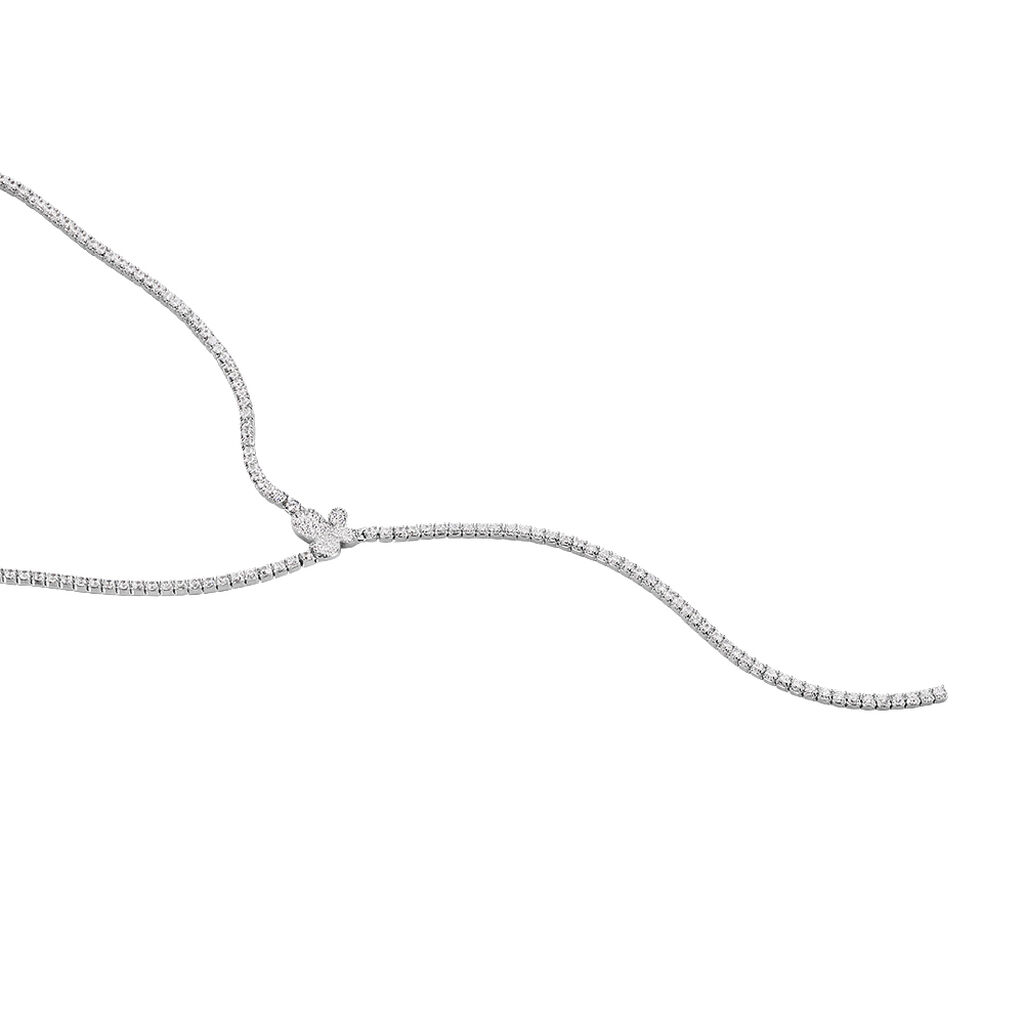 BUTTERFY Damen Collier Silber 925 Zirkonia Wei&szlig; Schmetterling