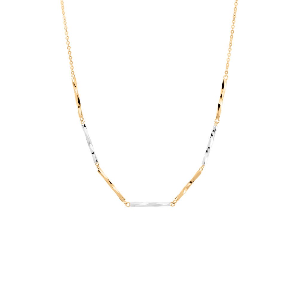 Damen Collier Gold Bicolor Gelb/Silber 585 Jutui 2 4,5cm -  Damen | OROVIVO