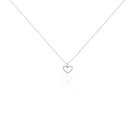 Damen Halskette Weißgold Diamanten 0,06ct Herz Glamour - Herzketten Damen | OROVIVO