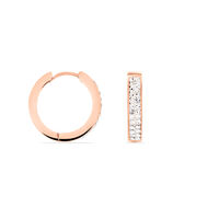 Damen Creolen Edelstahl Rosé Vergoldet Kristall 