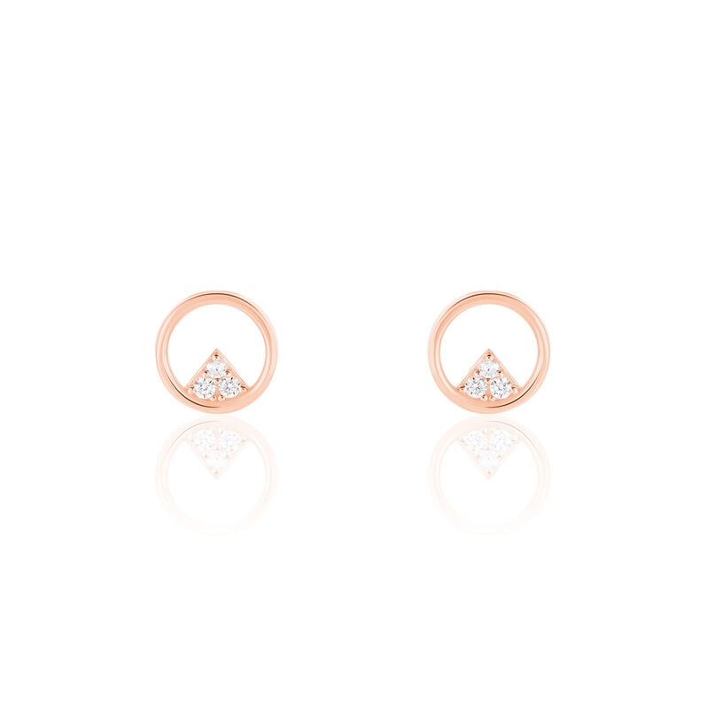 Damen Ohrstecker Silber rosevergoldet 925 Zirkonia Dreieck Kreis High  - Ohrstecker Damen | OROVIVO