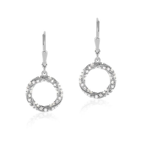 AMARA Damen Ohrringe Lang Silber 925 Andere Steine Wei&szlig; Spirale - Ohrringe mit Stein Damen | OROVIVO