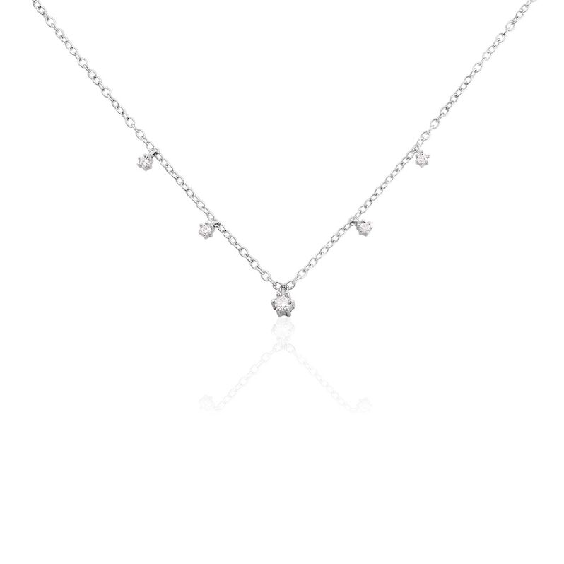 LUZ Damen Collier Silber 925 Zirkonia Wei&szlig; 0,480 ct Kreis B 1,7 mm - Halsketten Damen | OROVIVO